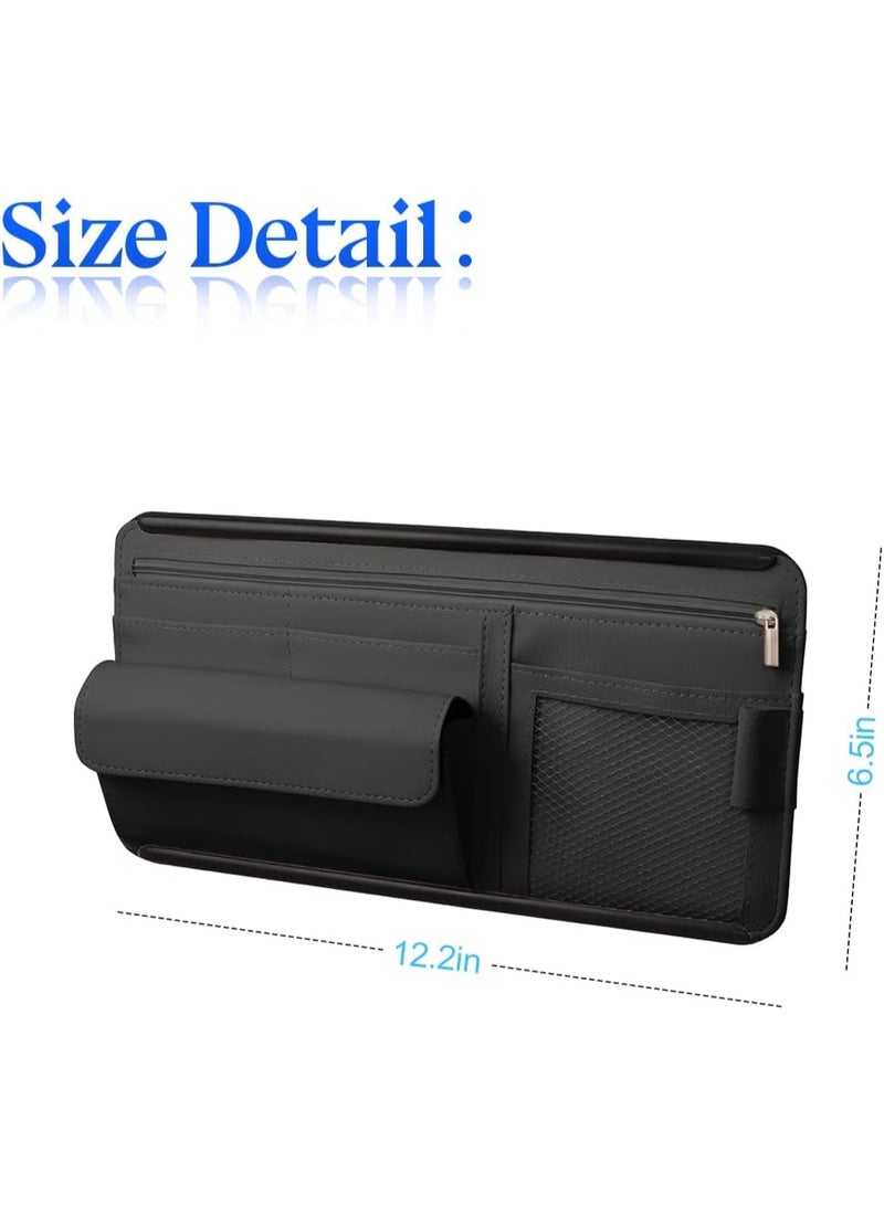 Universal Car Sun Visor Organizer - Multi-Pocket Storage Pouch with Zipper for Glasses, Cards & Small Accessories (Black) - Image 5